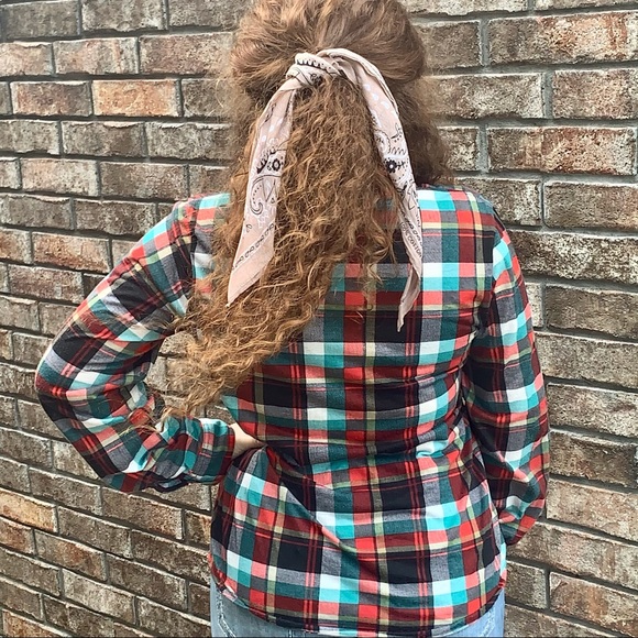 Passport Plaid Button Up Shirt Multicolor Size Large - Picture 8 of 9